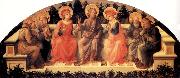 Sts Francis,Lawrence,Cosmas or Damian,John the Baptist,Damian or Cosmas,Anthony Abbot and Peter Fra Filippo Lippi